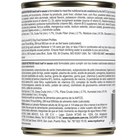Labrador Retriever Adult Loaf in Sauce Canned Dog Food
